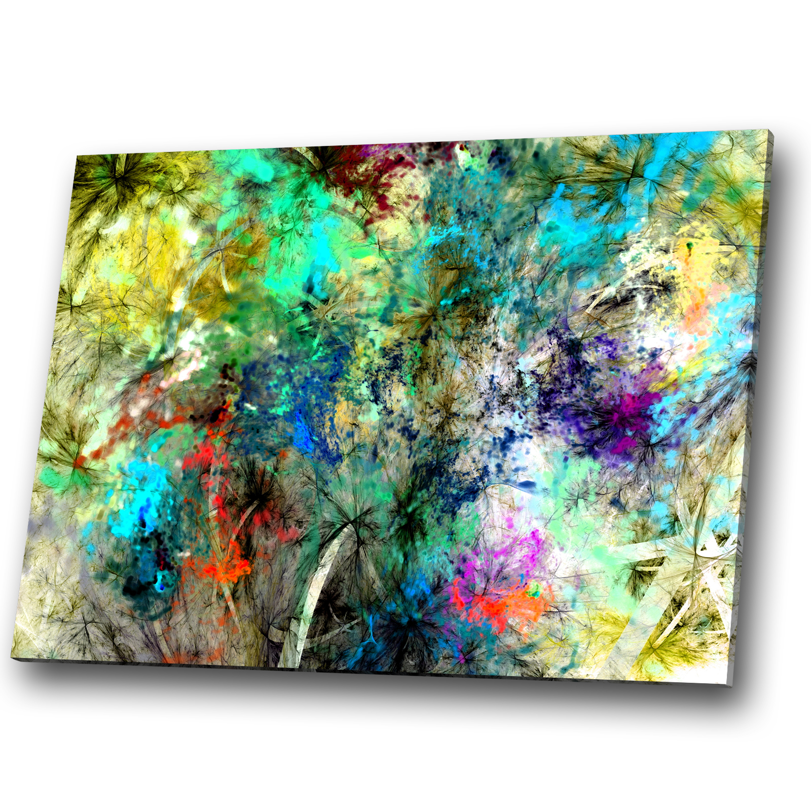 Green Red Blue Teal Yellow Abstract Canvas Wall Art Cool ...